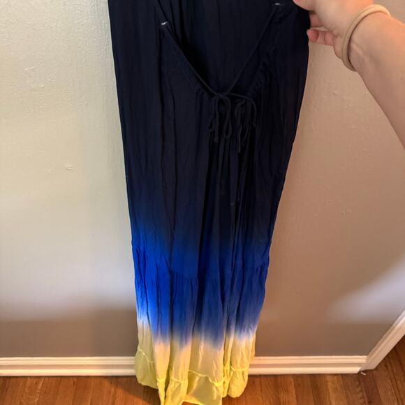YOUNG FABULOUS AND BROKE Blue and Yellow Ombre Halter Maxi Dress Size Medium - Picture 6 of 9